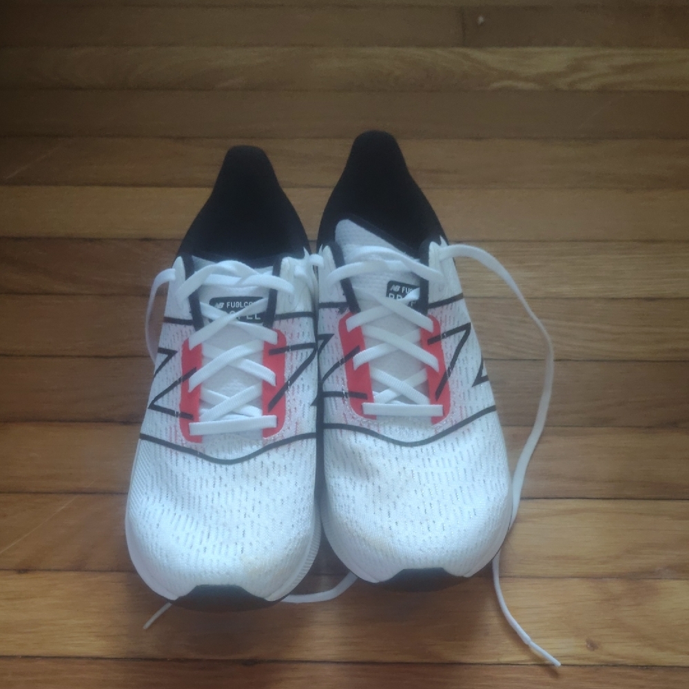 White and Red New Balance Athletic Shoes